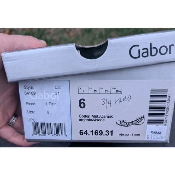 Gabor Women's Silver Metallic Ballet Flats Sz 8.5 Hole Punch Comfort Casual - Picture 7 of 8